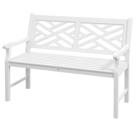 White Wooden Respite: 43.25" Outdoor Bench for Yard and Deck Relaxation