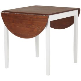 Extendable Round Dining Table 55" Wood Folding Kitchen Table Drop Leaf for Small Spaces Natural Finish