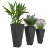 Indoor Outdoor Planters Set of 3 MgO Tall Planters Stackable Flower Pots with Drainage Holes for Garden Balcony Black