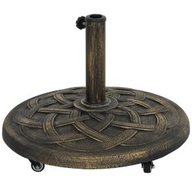 Round Patio Umbrella Base with Wheels, 44 lbs Resin Umbrella Stand Base