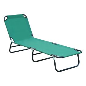 Folding Patio Lounger Chair, Green, 5-Level Adjustable Back, Breathable, Sun Recliner, for Camping, Beach, Pool