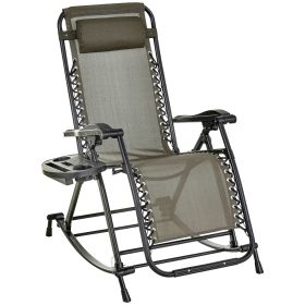 Relaxation Redefined: Grey Zero Gravity Rocker with Headrest, Tray & Phone Holder