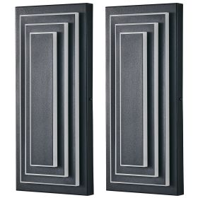 3-Tier 15.7 in Outdoor Light Fixture Black Exterior Wall Light LED Modern Wall Sconce Waterproof Outdoor Garage Lighting(2 Pack)
