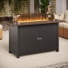 Upgraded Model - 43-inch Teak-colored Iron Plate Fire Pit Table