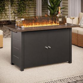 Upgraded Model - 43-inch Teak-colored Iron Plate Fire Pit Table