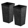 Tall Planters Set of 2, 23 Inch Large Outdoor Taper Planters for Outdoor Indoor Plants, Front Porch Plastic Modern Flower Pots with Casters