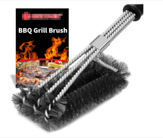 Grill Brush - 18'' Safe Wire BBQ Brush for Outdoor Grill, 3 in 1 Efficient Stainless Steel Grilling Cleaner, BBQ Accessories for All Grates