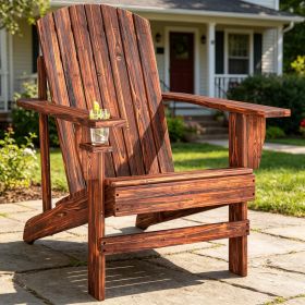 Oversized  Chair Brown Outdoor Fire Pit Porch Seating Classic Log Lounge with Built-in Cupholder for Comfortable Relaxation