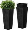24" Resin Tall Planters for Outdoor Plants Set of 2, Large Taper Outdoor Planter Pots with 4 Drainage Holes, Without Trays