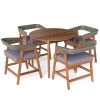 5 Pieces Patio Dining Set with Cushions and PE Rattan Backrest for Garden and Backyard
