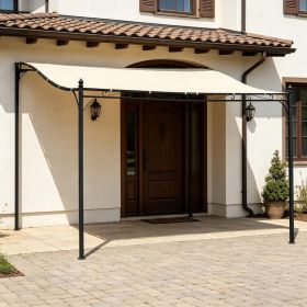 10' X 10' Cream White Steel Outdoor Pergola Gazebo Patio Canopy with Weather-Resistant Fabric And Drainage Holes for Backyard Deck Garden