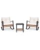 3 Piece Rocking Wicker Patio Conversation Set with Coffee Table with Sturdy Steel Frame Weather-Resistant, Foldable Design
