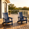 Set of 2 Outdoor Chairs with Cup Holder Comfortable Garden Furniture for Backyard Patio Lawn