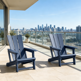 Set of 2 Outdoor Chairs with Cup Holder Comfortable Garden Furniture for Backyard Patio Lawn