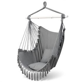 Pillow Tassel Hanging Chair Light Gray