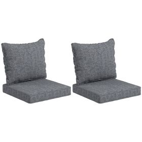4 Patio Chair Cushions with Seat & Backrest, Fade Resistant Seat Replacement Cushion Set, Gray