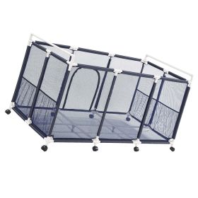 Pool Storage Bin, 62.6 x 32 x 36 in, Rolling Pool Float Storage Organizer with Side Pockets & Casters, Durable Plastic Frame