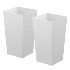 Tall Planters Set of 2, 22 Inch Large Outdoor Taper Planters for Outdoor Indoor Plants, Front Porch Plastic Modern Flower Pots with Casters