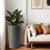 2 Pack Tall 21.7 in Planters for Outdoor Plants Modern Tall Square Planter Box Indoor Outdoor Porch Patio Flower Pot Modern Big Tapered Matte Tree Flo