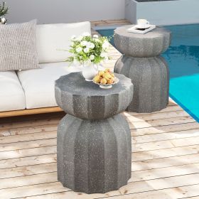13" Modern Outdoor and Indoor Waterproof Coffee Table and Side Table Set, Durable MgO Cement Design, Suitable For Patio, Garden