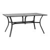 Outdoor Patio Dining Table, 59 inch Long Rectangular Metal Steel Slat Backyard Bistro Tables for 4-6, with 1.5 in Umbrella Hole