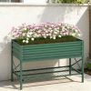Galvanized Raised Garden Bed, Metal Planter Box with Legs, Storage Shelf and Bed Liner, Green