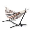 Double Hammock with Spreader Bar & Heavy-Duty 9ft Steel Wheel Stand, Brazilian Hammock Set, Portable Hammock with Stand for Outside, Backyard, Camping
