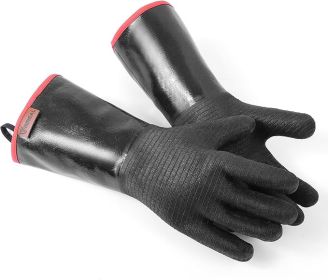 932°F Extreme Heat Resistant BBQ Grill Gloves – Waterproof, Oil Resistant Neoprene Coating, Long Sleeve 14-Inch Cooking Gloves for Grilling, Fryer
