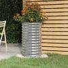 Garden Planter Galvanized Steel 15.7"x15.7"x26.8" Silver