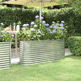 Garden Raised Bed Galvanized Steel 59.8"x15.7"x26.8" Silver