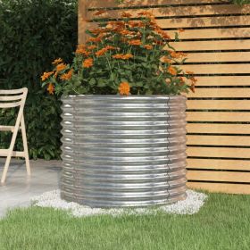 Garden Planter Galvanized Steel 31.5"x31.5"x26.8" Silver