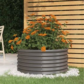 Garden Planter Galvanized Steel 31.5"x31.5"x14.2" Gray