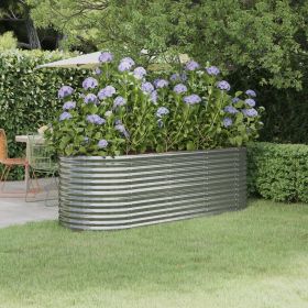 Garden Raised Bed Galvanized Steel 88.2"x31.5"x26.8" Silver