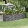 Garden Raised Bed Galvanized Steel 116.5"x31.5"x26.8" Gray