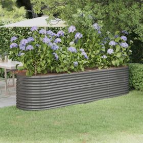 Garden Raised Bed Galvanized Steel 116.5"x31.5"x26.8" Gray