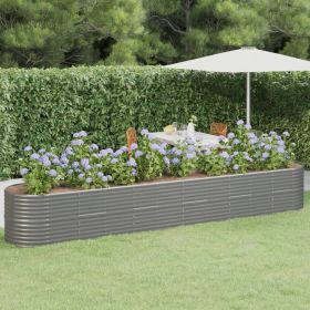 Garden Raised Bed Galvanized Steel 173.2"x31.5"x26.8" Gray