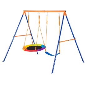 Swing Sets for Backyard, 440lbs Load Capacity Swing Set, with 1 Saucer Swing Seat, 1 Belt Swing Seat