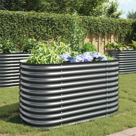 Garden Raised Bed Grey Galvanized Steel 63 x 31.5 x 31.9 in