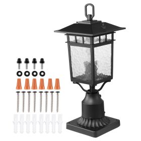 2 Pack Dusk to Dawn Outdoor Post Light, 15.75 in, Waterproof Lamp Post Light Fixtures with 5.5 in Pier Mount Base Glass Shade