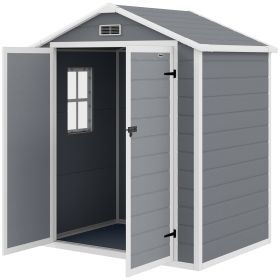 6x4.5 Outdoor Storage Shed, Lockable Tool Shed with Double Doors, Vent and Window for Garden, Cottage Style, Family Use, Gray