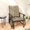 Outdoor Glider Chair Patio Glider Swing Chair with Mesh Seat, Steel Frame for Backyard, Garden, Porch, Light Mixed Brown