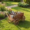 Rustic Rolling Flower Pot Stand with Wheels and Handle