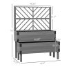 2-Tier Wooden Garden Box, with Legs and Metal Corners, Drainage Holes, Solid Wood for Vegetables, Flowers, Herbs, Gray