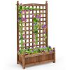 1PC Solid Free Standing Wood Planter Box with Trellis for Garden