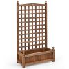 1PC Solid Free Standing Wood Planter Box with Trellis for Garden
