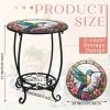 14 Inch Round Mosaic Side Table, Hummingbird Outdoor Patio Table, Decorative Garden Accent Table for Porch, Backyard, Lawn