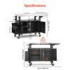 Outdoor Grill Cart with Storage Cabinet, 55.1 Inch Grill Table, Waterproof Kitchen Island with Stainless Steel Top, Shelf, and Wheels