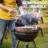 Grill Basket Set, Removable Wooden Handle, 304 Stainless Steel, Rolling BBQ Tools, Smoker Grilling Accessories for Vegetable Fish