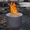 Afterglow Smokeless Fire Pit, 20.5" Round Wood Burning Stainless Steel Top & TerraFab Base