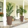 23 Inch Tall Planters for Outdoor Plants, Set of 2 Plastic Flower Pots, for Front Door Patio Garden Use, Brown